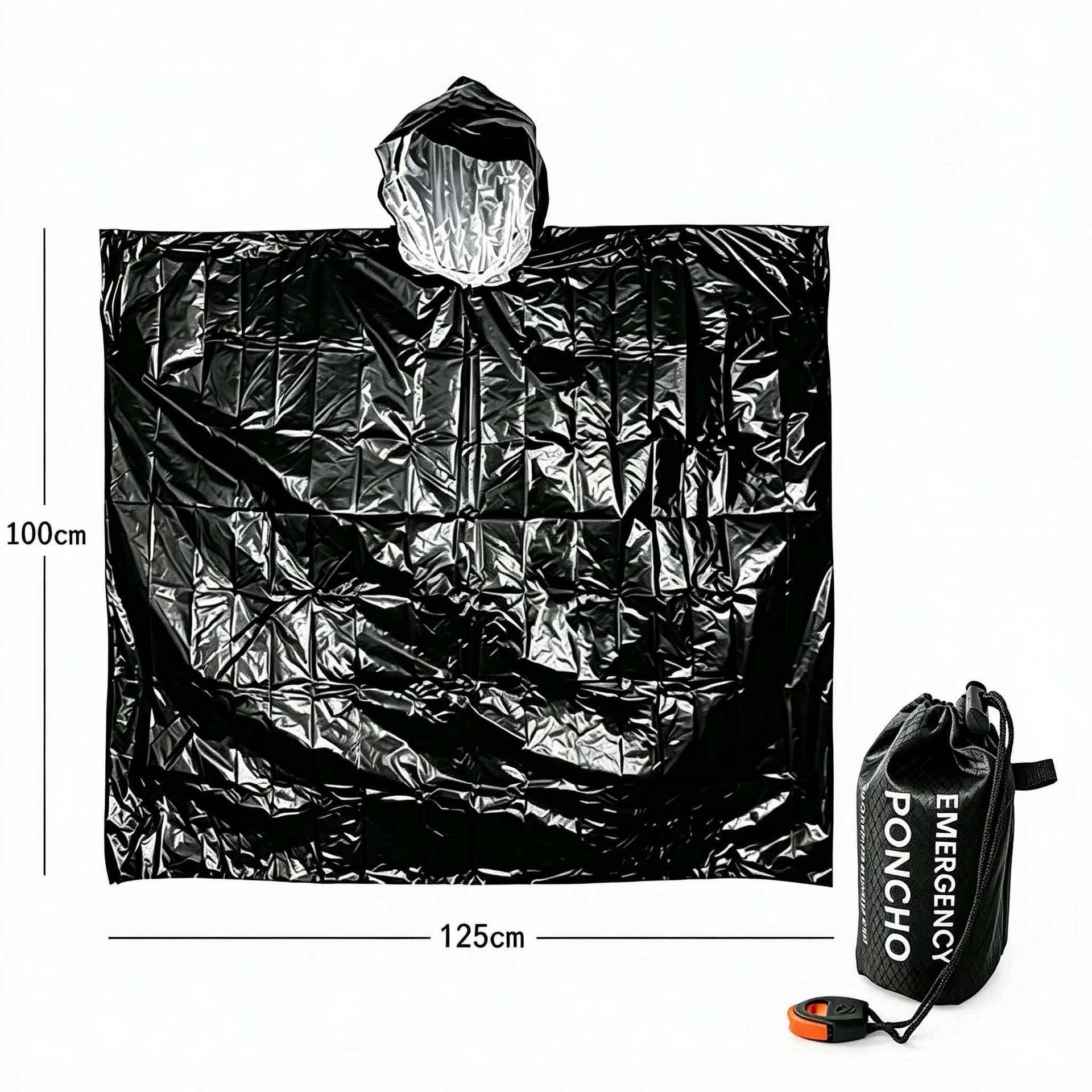 Black Color PE Coat AL Foil Emergency Poncho